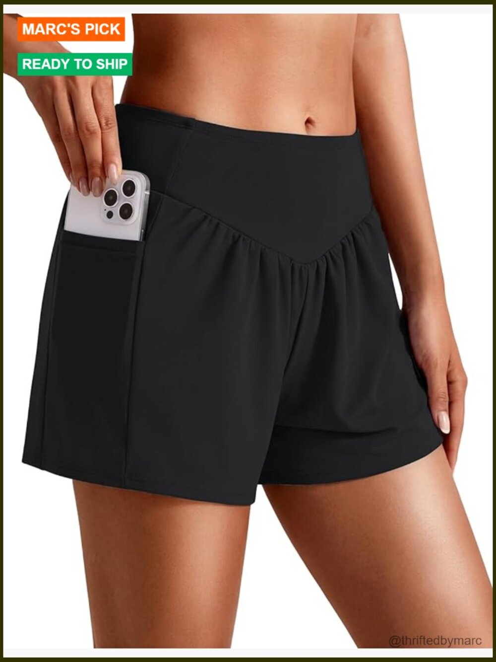 High Waisted Swim Shorts With Pockets Tummy Control Board Shorts